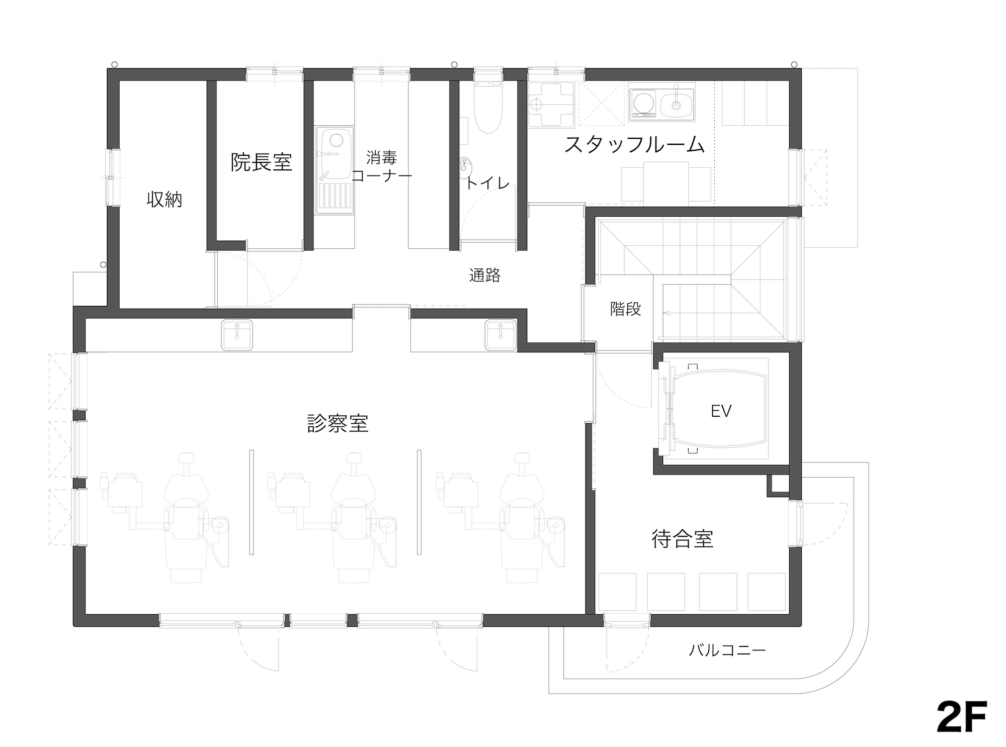 新築歯科医院デンタルクリニック2階プラン平面図