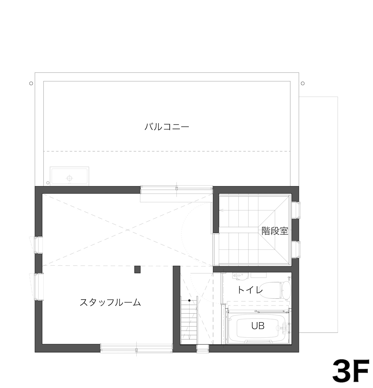 木造3階建歯科医院診療所新築3F間取りプラン平面図